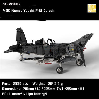 MOC NON LEGO MOC MOC-29318 EXCLUSIVE Vought F4U Corsair Model With PDF Drawings Building Blocks Bricks Kids DIY Toys