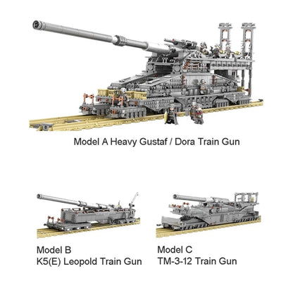 MOC NON LEGO MOC WW2 Military 3846pcs Schwerer Gustav/Dora Building Block 1:72 Heavy Gustav Leopold Train Gun Educational Bricks Toy Boy