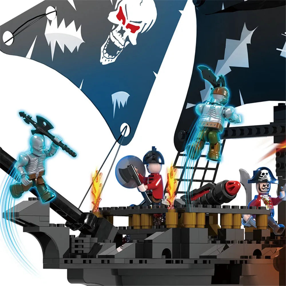 Custom MOC Same as Major Brands! 2023 City Creativity Pirate Ghost Ship Battleship Model Building Blocks Bricks Kids Toys