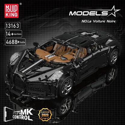 Custom MOC Same as Major Brands! 2023 New Cool Black Super Sports Car MOC 1:8 Bugattied La Voiture Noire Car Motor Power Building Block Model Toy for Adult