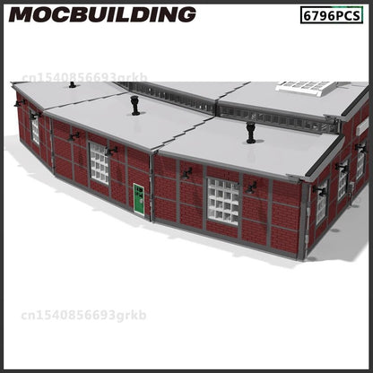 Custom MOC Same as Major Brands! MOC MOC Building Blocks Train Station Round House Repair Room Model DIY Brick Urban Traffic Scenery Assemble Toys  Present