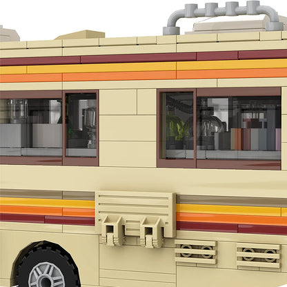 Custom MOC Same as Major Brands! MOC Gobricks New Breaking Bad Pinkman Cooking Lab RV Car Building Blocks Set Walter White Van Vehicle Toy For