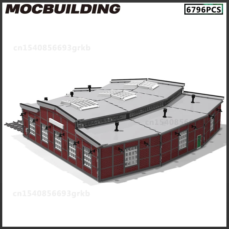 Custom MOC Same as Major Brands! MOC MOC Building Blocks Train Station Round House Repair Room Model DIY Brick Urban Traffic Scenery Assemble Toys  Present