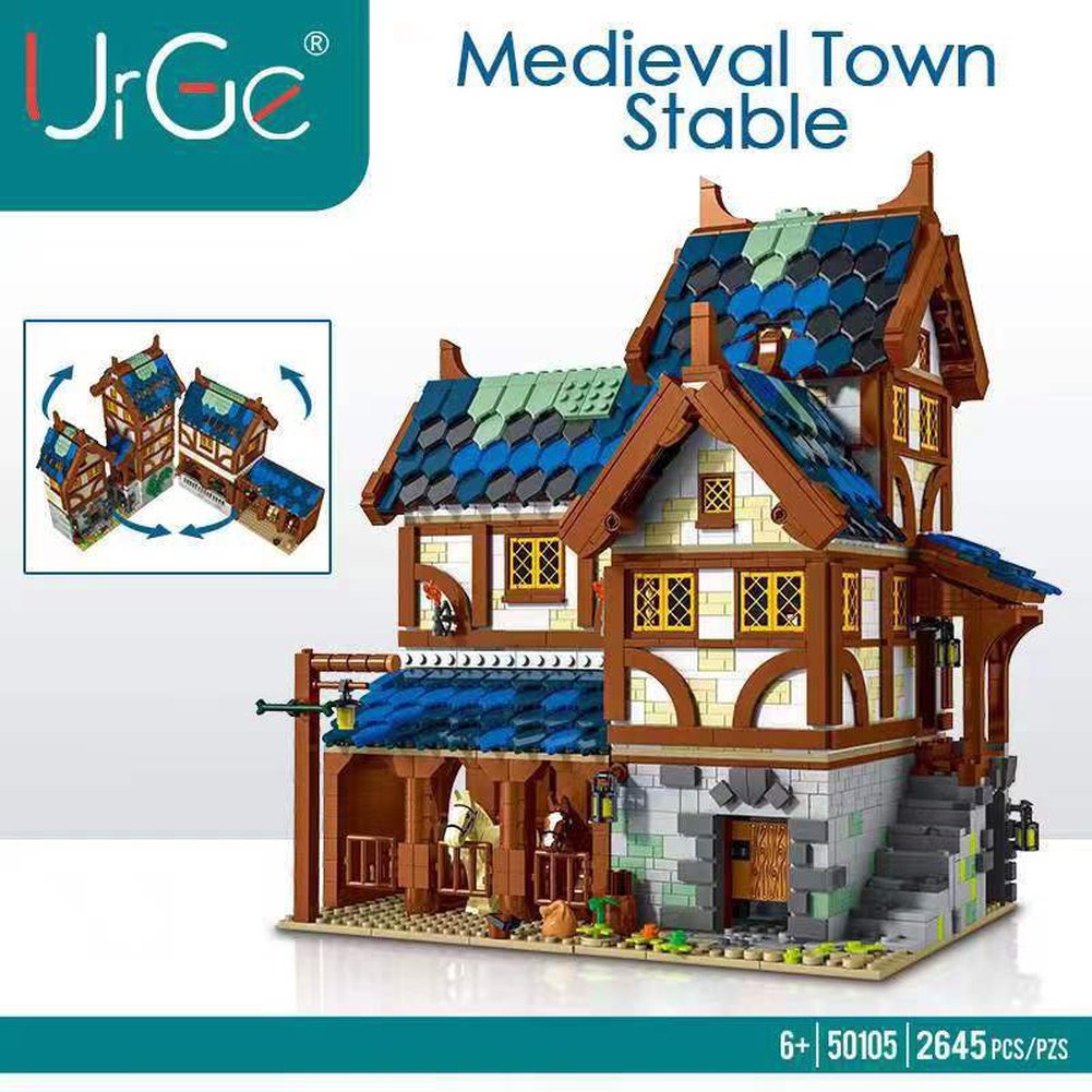 Custom MOC Same as Major Brands! 2724pcs Medieval Series Town Stable Model Creative Building Blocks City Horse House Bricks Diy Toys  For  Friends