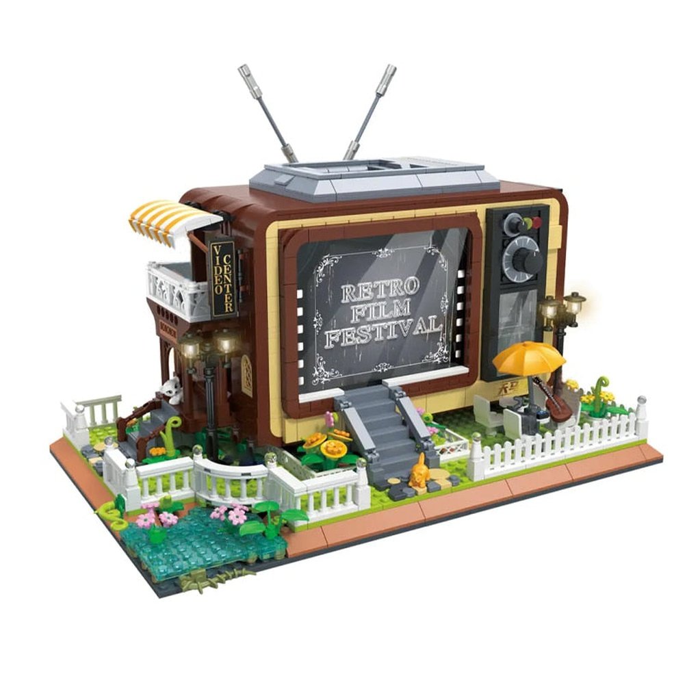 Custom MOC Same as Major Brands! 2023 Creative Retro Film And Television Building Blocks MOC Movie Theatre TV Set Brick Home Decor Puzzle toys