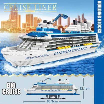 Custom MOC Same as Major Brands! 2023 City 2428pcs Cruise Liner Model Building Blocks Creative DIY Big Ship Ocean Liner White Boat Bricks toys
