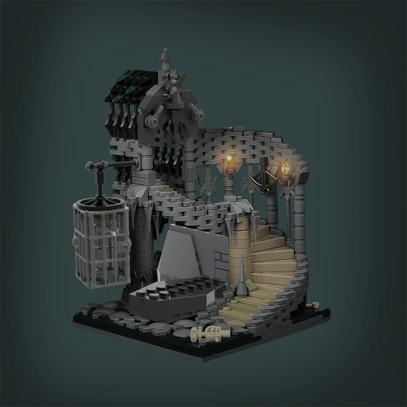 Custom MOC Same as Major Brands! MOC MOC Dungeonsed and Dragons Horror Castle Prison Dungeon Skull Vampire Building Blocks Spiral House Staircase toys Kids