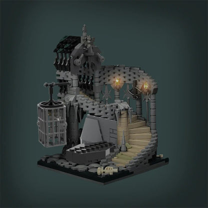 Custom MOC Same as Major Brands! MOC MOC Dungeonsed and Dragons Horror Castle Prison Dungeon Skull Vampire Building Blocks Spiral House Staircase toys Kids