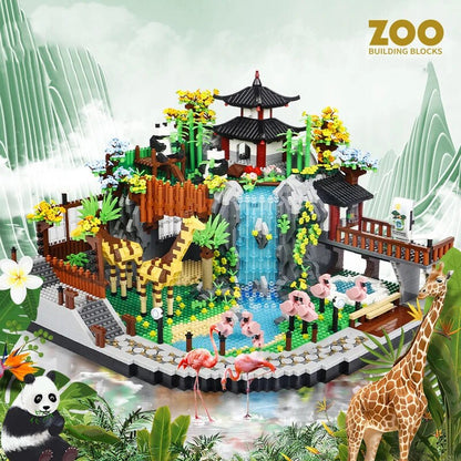 Custom MOC Same as Major Brands! MOC 4800PCS Diamond Bricks City Street View Zoo Architecture Building Blocks Panda Giraffe Elephant Animal Home toys Kids