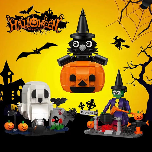 Custom MOC Same as Major Brands! 2023 Halloween Decoration Building Blocks Set Nightmare Before  Castle Model Kit Bricks Adult Kids Assembled Toys