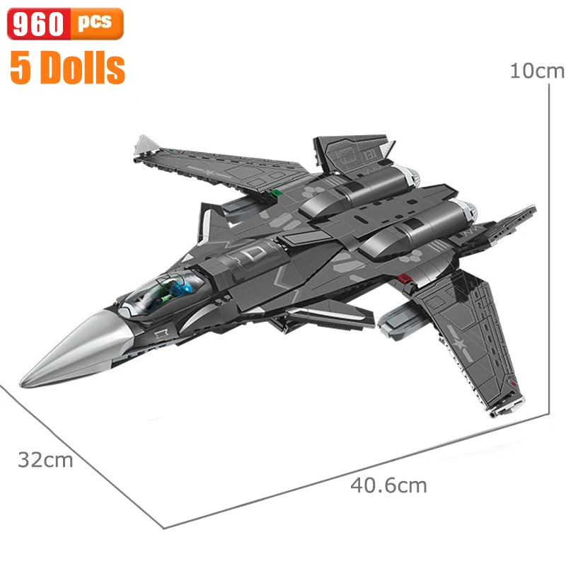 Custom MOC Same as Major Brands! MOC Military Multi-role Fighter Aircraft Building Block Air Force Plane Model Bricks WW2 Weapon Soldier toys Kid