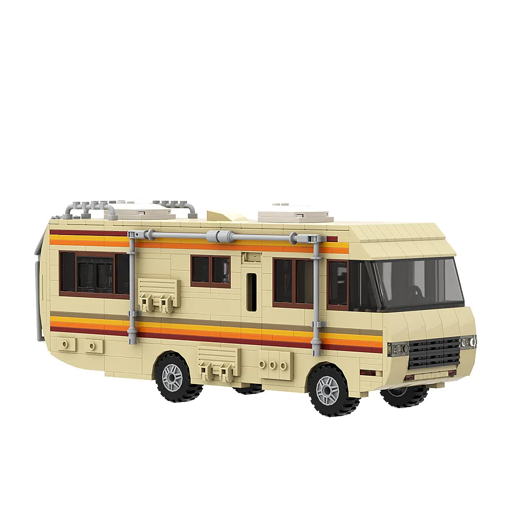 Custom MOC Same as Major Brands! MOC Gobricks New Breaking Bad Pinkman Cooking Lab RV Car Building Blocks Set Walter White Van Vehicle Toy For