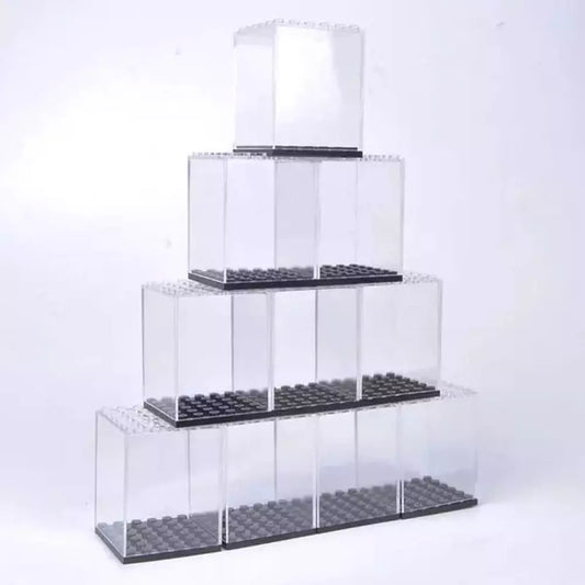 10 pcs / set Display Case / Dust-proof / Assembly Box Case Shop Window Base for lgoes Acrylic Blocks Display Plastic Cases Jurassic Bricks
