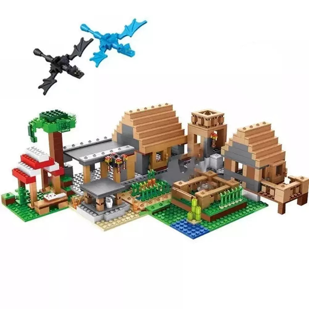 Custom MOC Same as Major Brands! 1000Pcs My World Building Block Minecrafted The Mountain Cave With Elevator Waterfall Figures Bricks Education Toy For Kids