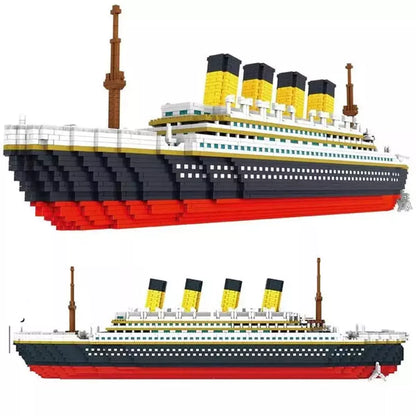 1040+pcs Titanic 3D Cruise Ship Boat Model Building Kits Big DIY Diamond Blocks Micro Bricks Educational Toy Movie Jurassic Bricks