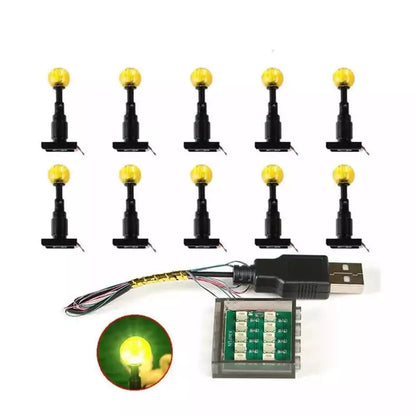 10PCS 0.8mm Pin RGB LED Building Blocks Toy USB Lamp DIY Street Light City Electric Decorate 1X1 Brick Compatible All Brands Jurassic Bricks