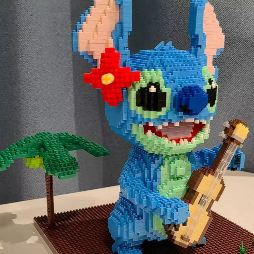 Guitar Stitch Series Diamond Building Block Micro Lilo & Stitch Figure Cute  3D Model Children For Mini Bricks Toys