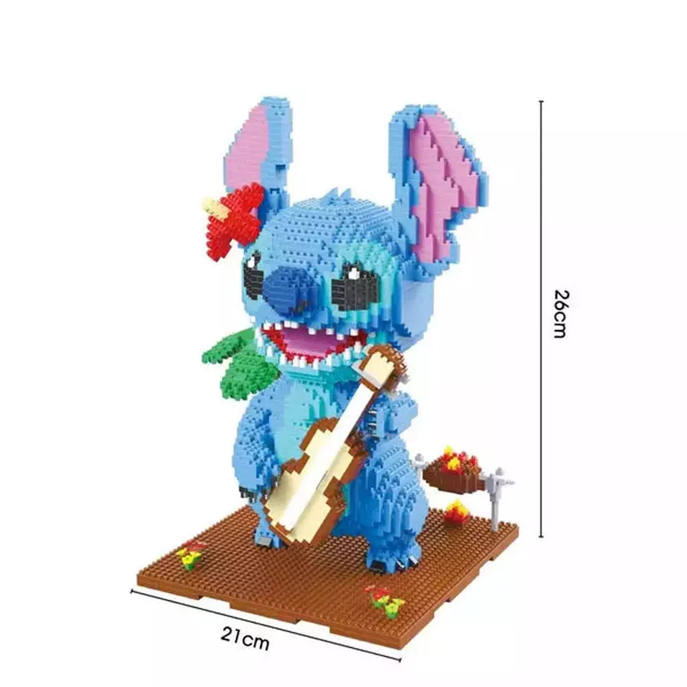 2882pcs+ 1044 Guitar Stitch Series Diamond Building Block Micro Lilo &amp; Stitch Figure Cute 3D Model Children For Mini Bricks Toys K&B Brick Store