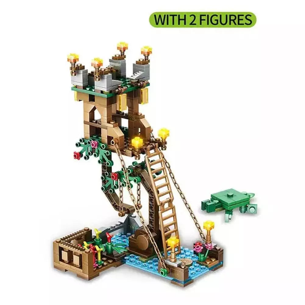 329Pcs City Tensegrity Balances Mine Village House Building Blocks My World Floating Fortress Figures Bricks Toys Child Gift Jurassic Bricks