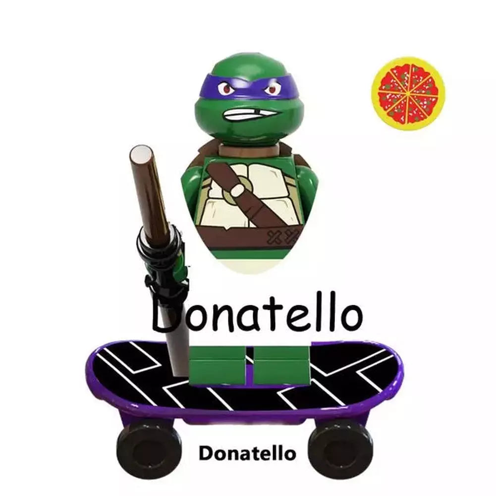 4Pcs/Set Turtles Leonardo Raphael Michelangelo Donatello Model Building Blocks Enlighten Figure Toys For Children Christmas Gift Jurassic Bricks