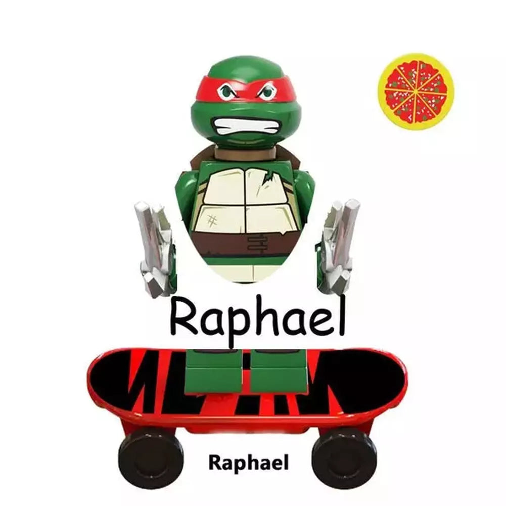 4Pcs/Set Turtles Leonardo Raphael Michelangelo Donatello Model Building Blocks Enlighten Figure Toys For Children Christmas Gift Jurassic Bricks