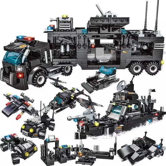 792 Pcs City Police Station Car Building Blocks For City SWAT Team Truck House Blocks Diy Toy For Boys Children Jurassic Bricks