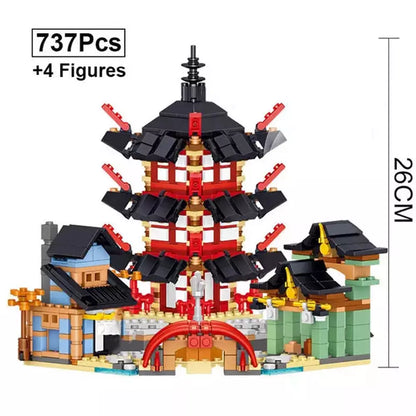 Custom MOC Same as Major Brands! 810Pcs Temple Set Diy Compatible Airjitzu Smaller Version Building Blocks Bricks Toy for   6 Dolls