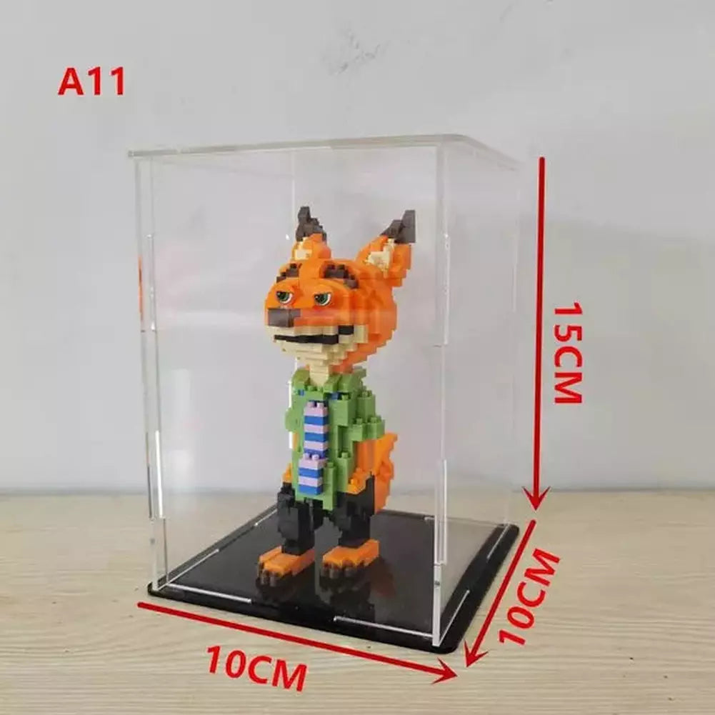 *A* 36 Styles Transparent Acrylic Display Box For Micro Building Blocks Dustproof Mini Bricks Toy Collection Showcase Box (No Model) Jurassic Bricks