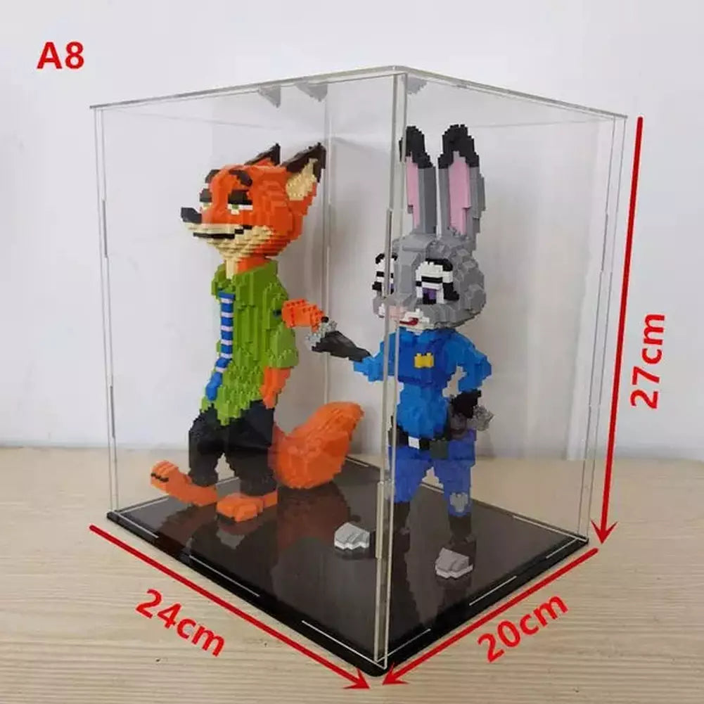 *A* 36 Styles Transparent Acrylic Display Box For Micro Building Blocks Dustproof Mini Bricks Toy Collection Showcase Box (No Model) Jurassic Bricks