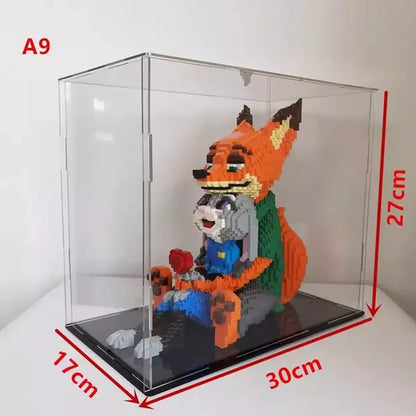 *A* 36 Styles Transparent Acrylic Display Box For Micro Building Blocks Dustproof Mini Bricks Toy Collection Showcase Box (No Model) Jurassic Bricks