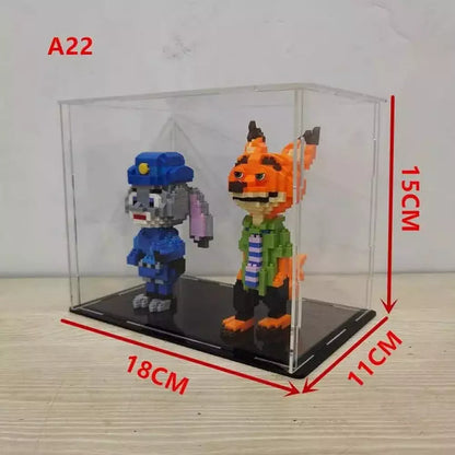 *A* 36 Styles Transparent Acrylic Display Box For Micro Building Blocks Dustproof Mini Bricks Toy Collection Showcase Box (No Model) Jurassic Bricks