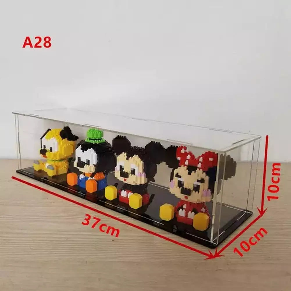 *A* 36 Styles Transparent Acrylic Display Box For Micro Building Blocks Dustproof Mini Bricks Toy Collection Showcase Box (No Model) Jurassic Bricks