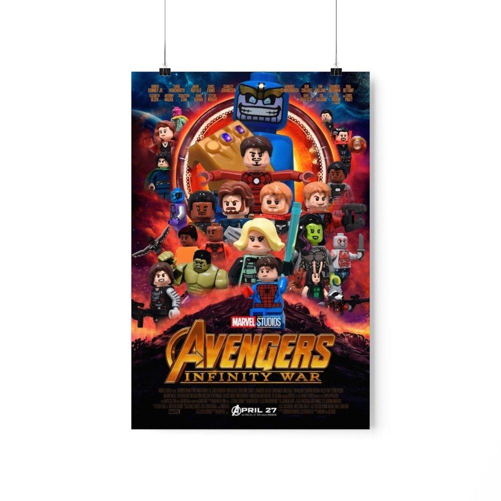 Avengers Infinity Wars LEGO Movie Wall Art POSTER ONLY Jurassic Bricks
