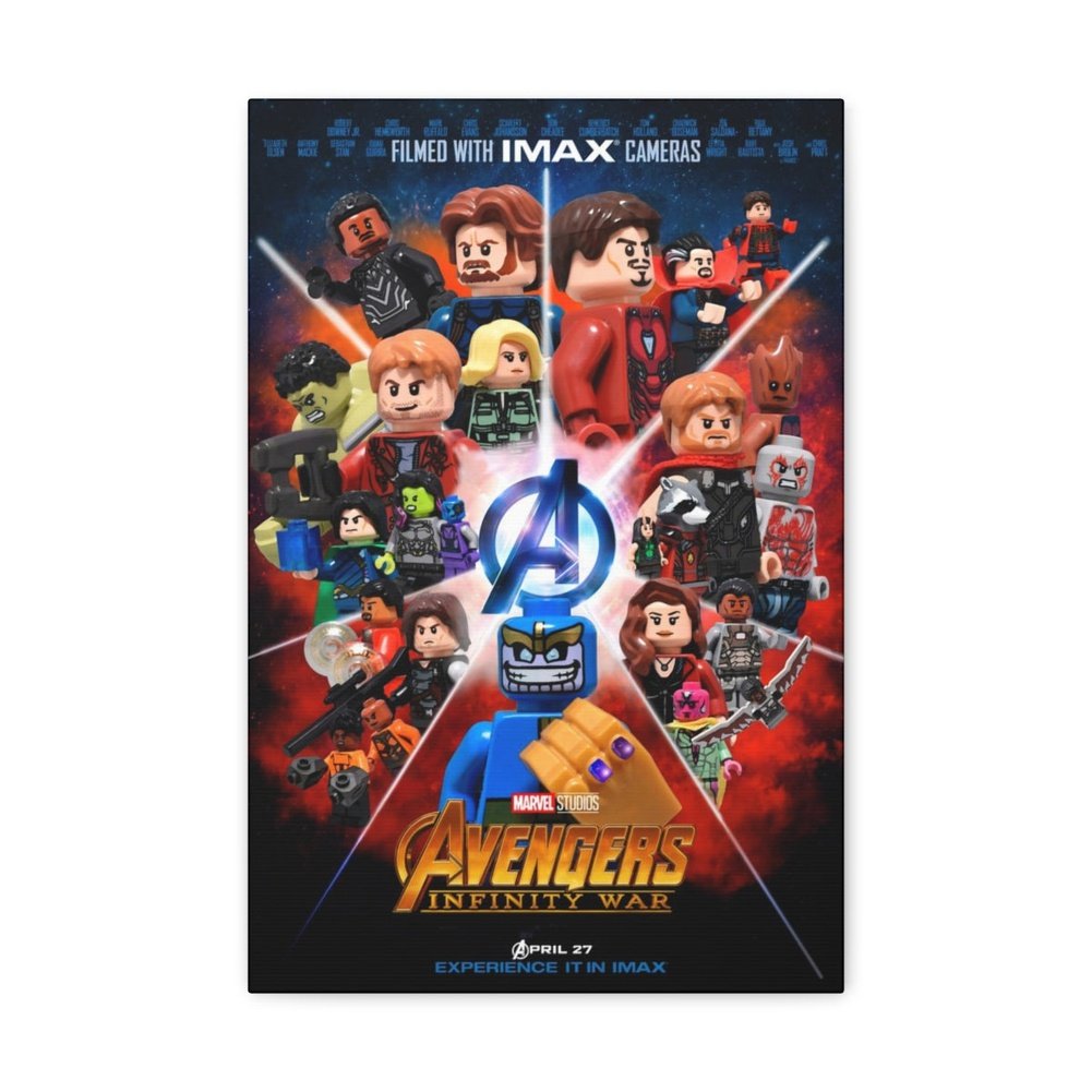 Avengers Infinity Wars v2 LEGO Movie Wall Art Canvas Art With Backing. Jurassic Bricks