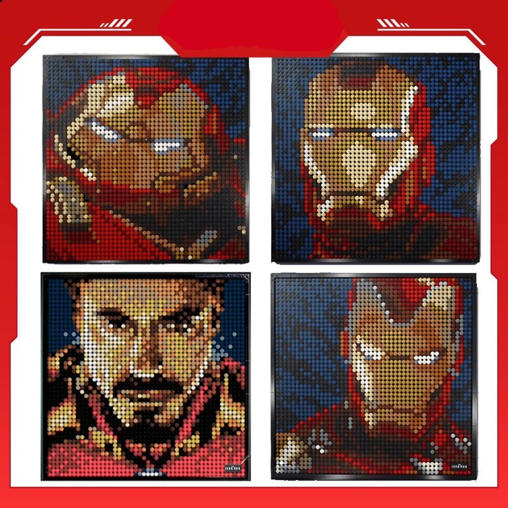 Avengers Iron Man Blocks City Pixel Painting Tony Stark Building Bricks Art Birthday Gifts Toys for Kids Adult Boys Jurassic Bricks