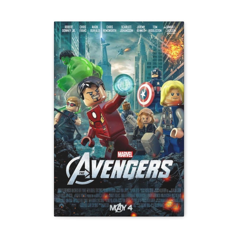 Avengers LEGO Movie Wall Art Canvas Art With Backing. Jurassic Bricks