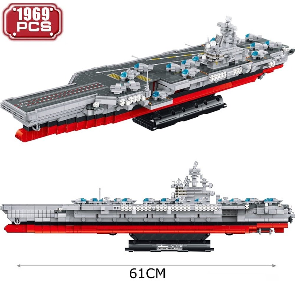 Block Aircraft Carrier With LED Building Blocks Military Battleship Brick Weapon Warship Toys Warcraft Ship Boat Jurassic Bricks