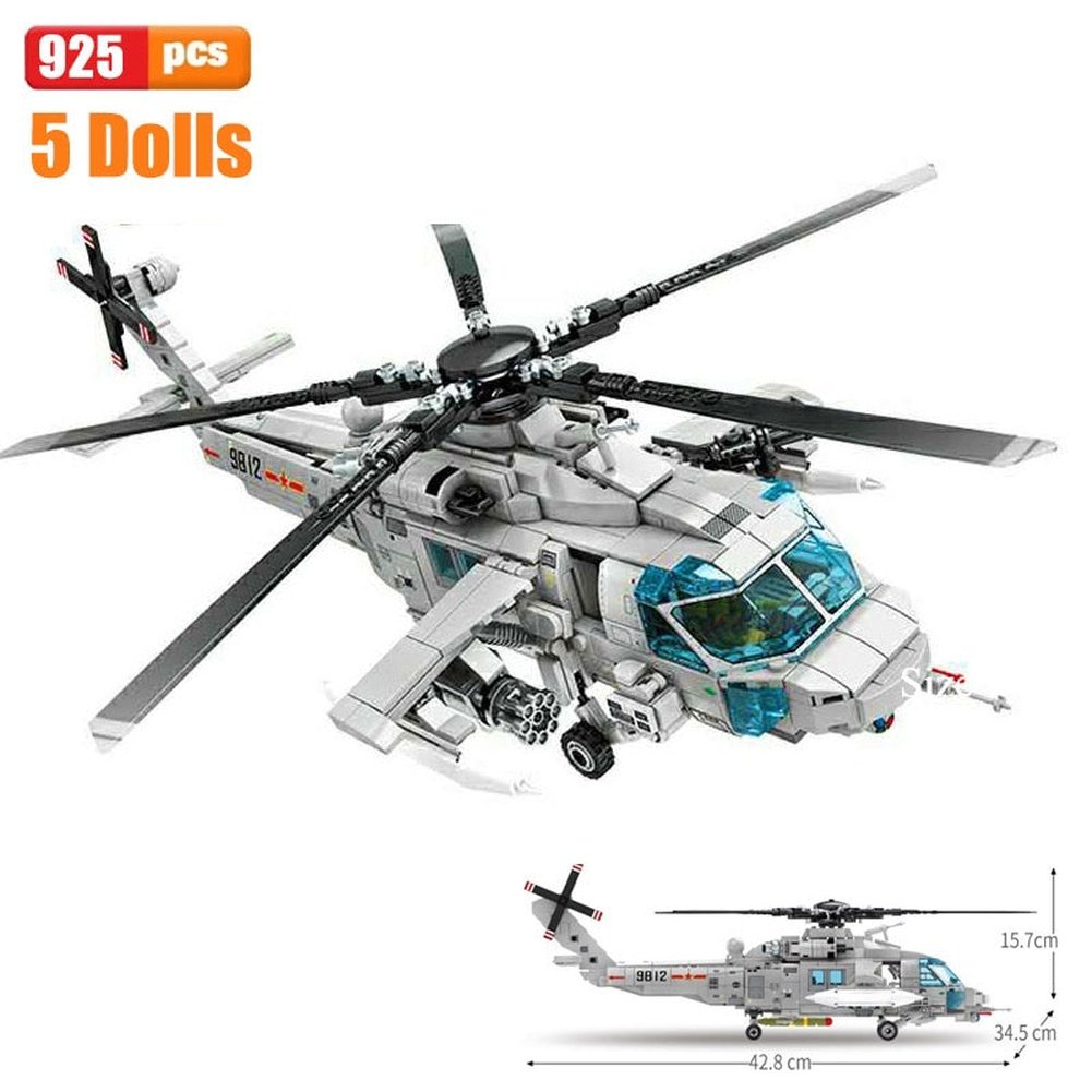 Block Helicopters Fighter Blocks Military City Z-20 Utility Airplane Army Pilot Figure Plane Building Bricks Children Toy Jurassic Bricks