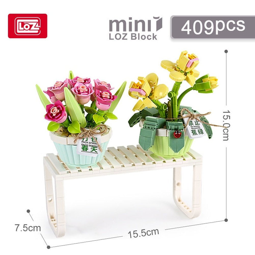 Building Block MINI 3D Flower Bouquet MOC Romantic Eternal Plant Potted Decoration Bricks Valentine&#39;s Day Girls Toys Kids Gifts K&B Brick Store