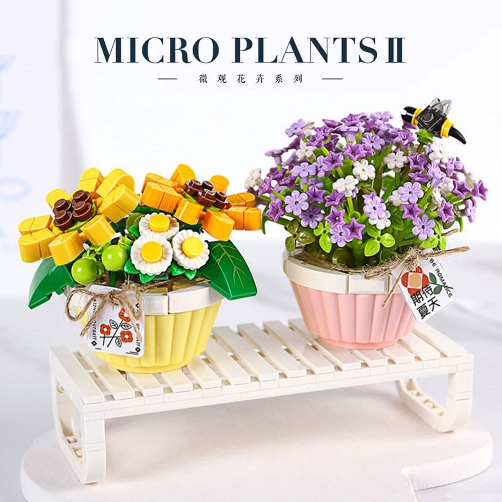 Building Blocks Bouquet 3D Flower Model Children&#39;s DIY Interactive Toys Home Decoration Plant Potted Plants for Kids Toy Gifts K&B Brick Store