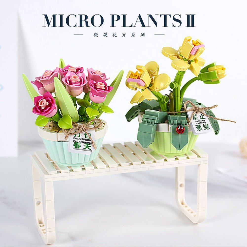 Building Blocks Bouquet 3D Flower Model Children&#39;s DIY Interactive Toys Home Decoration Plant Potted Plants for Kids Toy Gifts K&B Brick Store