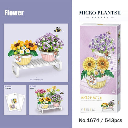 Building Blocks Bouquet 3D Flower Model Children&#39;s DIY Interactive Toys Home Decoration Plant Potted Plants for Kids Toy Gifts K&B Brick Store