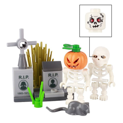 City Halloween Zombies Building Blocks Ghost Movies Figures Chemical Defense Warfare Corps Nuclear Worker Cemetery Bricks Toys Jurassic Bricks