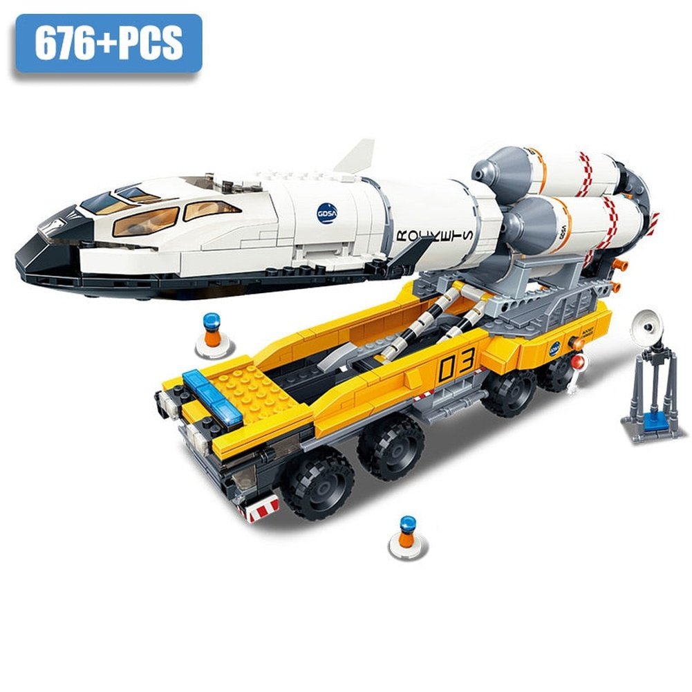 City Space Explore Shuttle Launch Center Building Blocks Set Rocket Satellite With Spaceman Bricks Toy For Children Xmas Gifts Jurassic Bricks