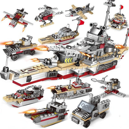 Custom MOC Same as Major Brands! Compatible with Lego Soldier Warship Battle Cruise Building Blocks Tank Aircraft Model Toy Construction Bricks Toy  for Boy
