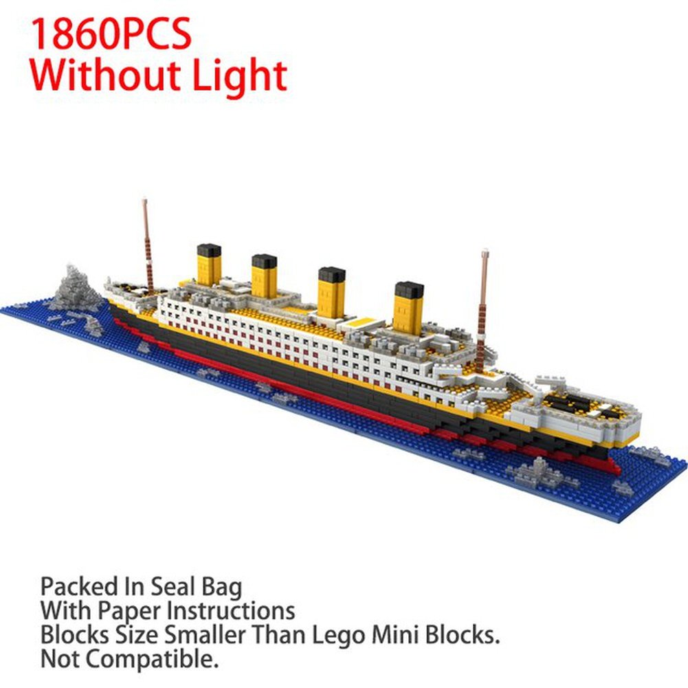 DIY Toys Boat Diamond Bricks Kit 1860 PCS Titanic Cruise Ship Model Micro Building Blocks Kids Educational Toy Gift for Children Jurassic Bricks