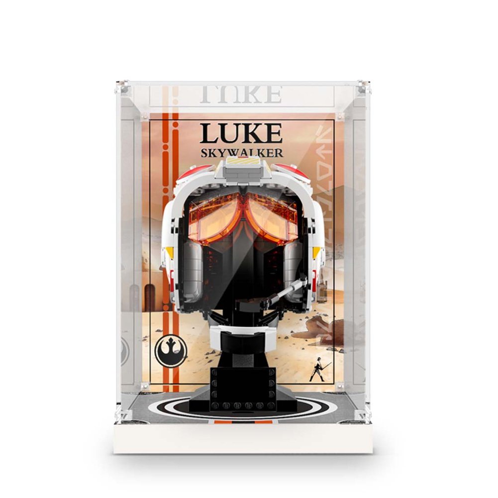 Display Acrylic Box Compatible For LEGO 75327 Luke Sky walker Red Five Helmet Dust Cover Building Blocks Accessories Jurassic Bricks