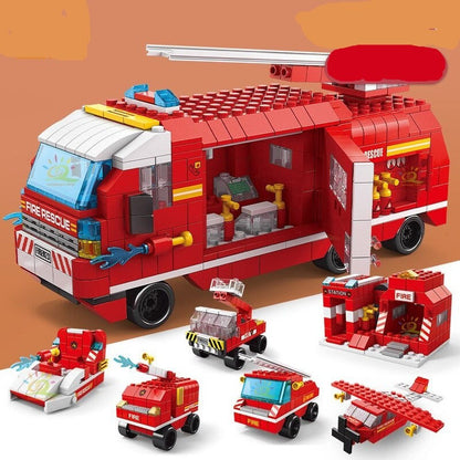 Custom MOC Same as Major Brands! H 1000+pcs City Fire Fighting Car Ship Building Blocks Rescue Station Firefighter Brick Educational Toy for