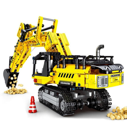 Custom MOC Same as Major Brands! H Engineering Truck Tech Building Block City Construction Toy For  Boy Adults Excavator Bulldozer Crane Car Brick