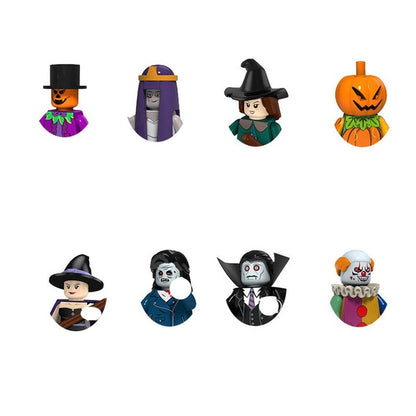 Halloween Building Block Action Figures Pumpkin Ghost Witch Zombie Vampire Horror Character Mini Dolls Bricks Children Toys Jurassic Bricks